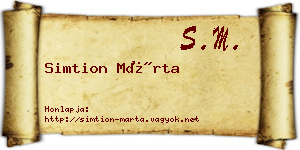 Simtion Márta névjegykártya